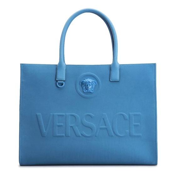 Versace Handbags - Versace La Medusa Blue Women's Canvas Logo Tote RETAIL $1922 (COA incuded)